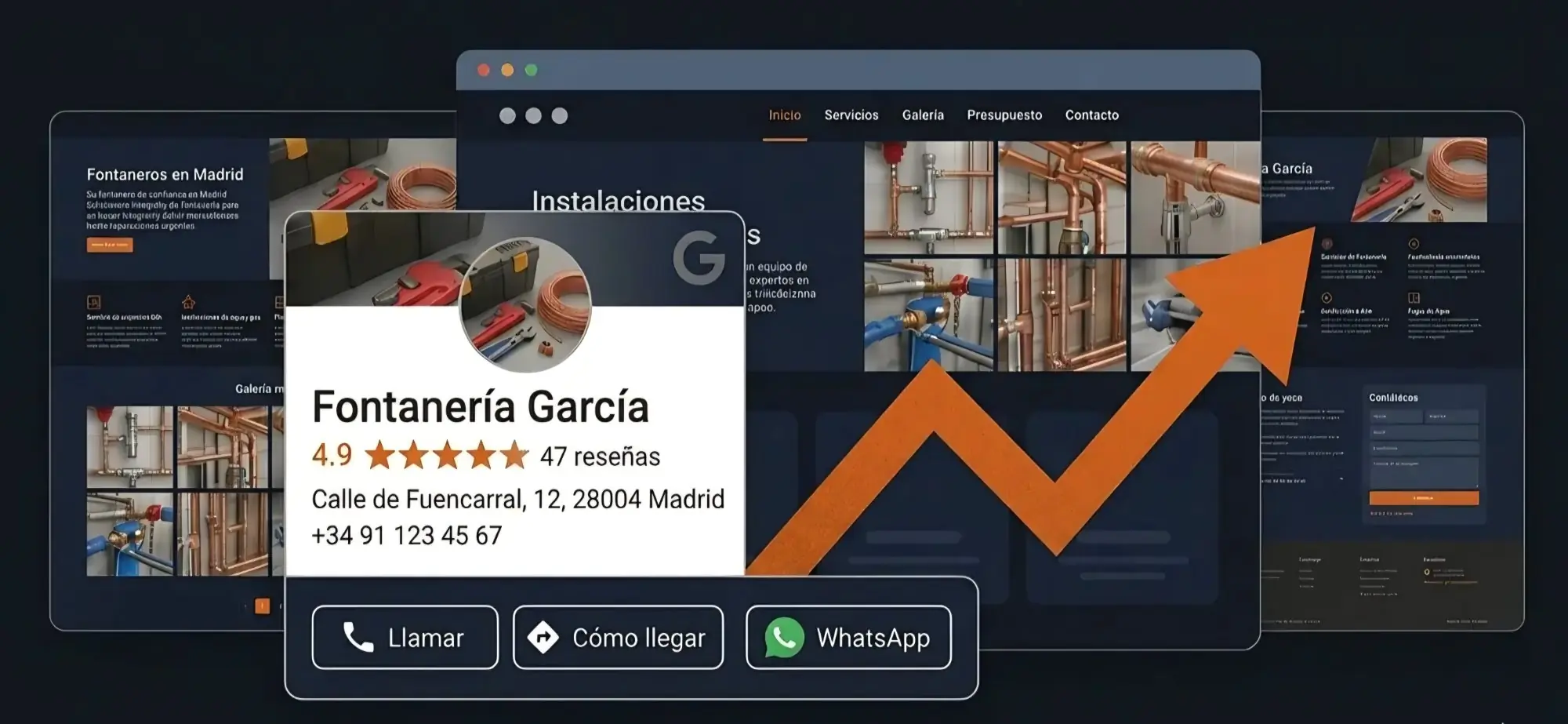 Pantalla de móvil mostrando Google Maps con un negocio apareciendo en el Local Pack